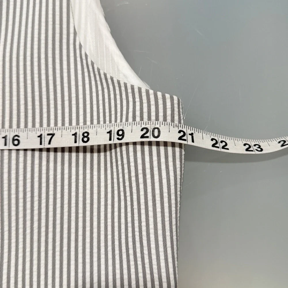 Mecca Men Seersucker Blazer and Vest Set Gray White Striped 3 Button Suit Jacket